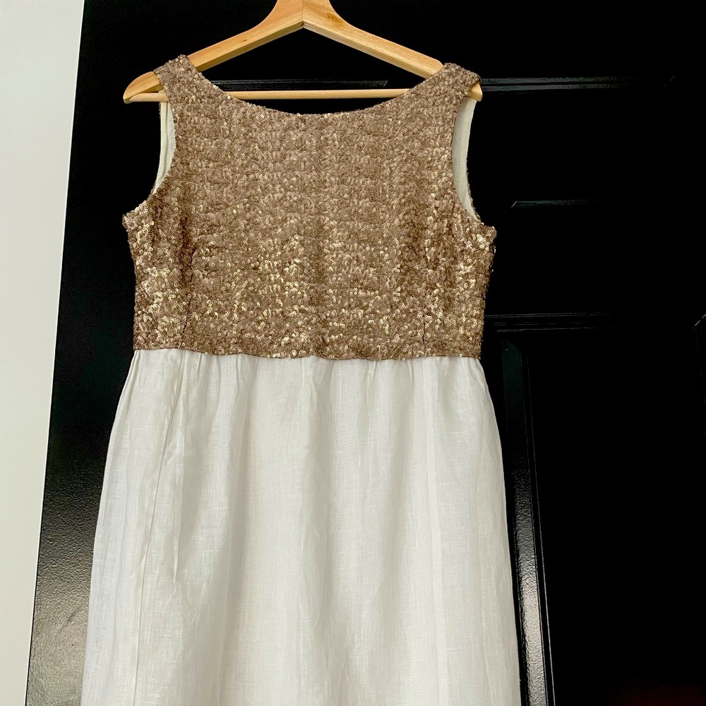 Zyga White and Sequins Linen Dress